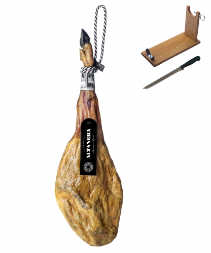 Jamón de bellota 100% ibérico Altanera + jamonero + cuchillo imagen #1